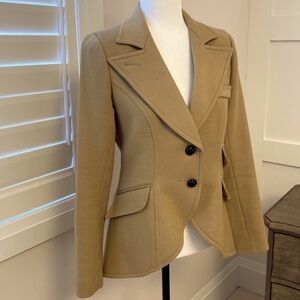 Smythe - Classic camel equestrian blazer - black leather elbow patches - Size 6